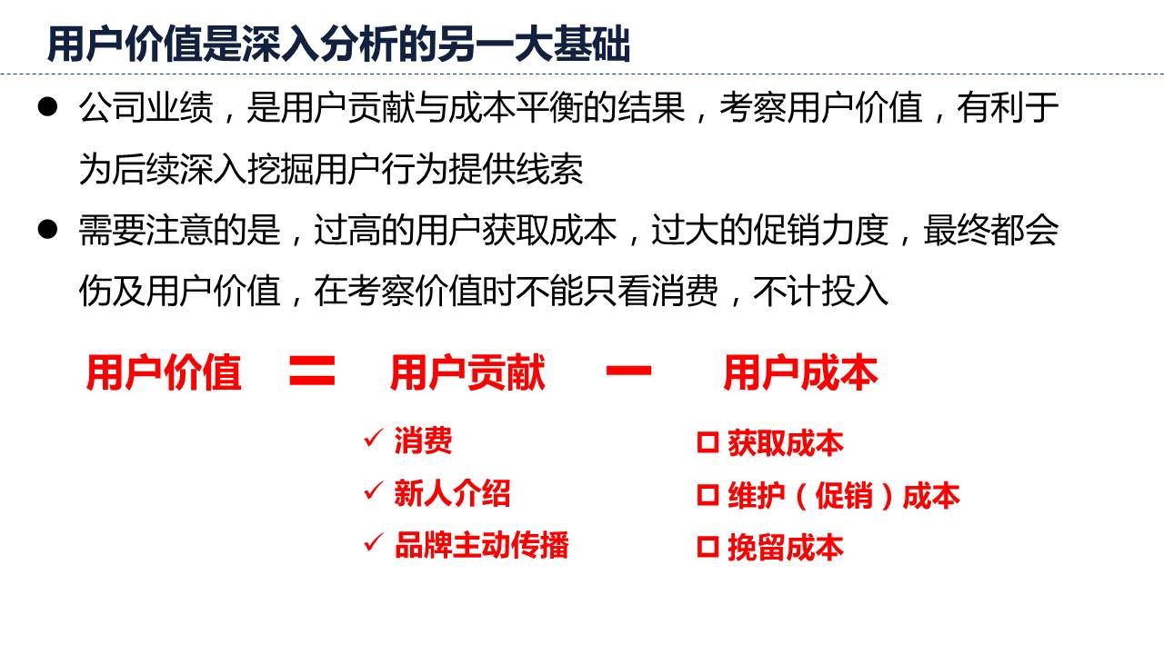 用户价值是深入分析的另一大基础