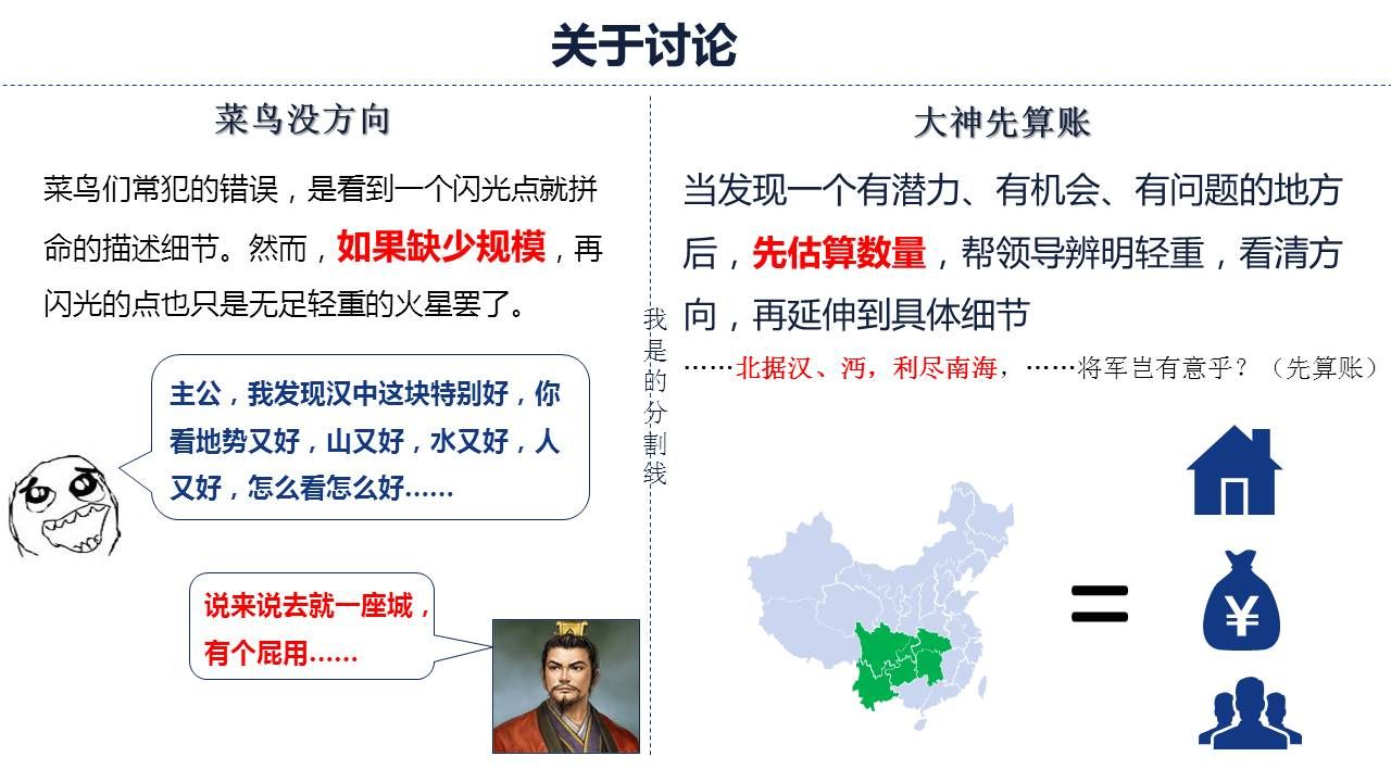 步骤3当发现有潜力、有机会、有问题的地方后，先估算数量，再看清方向，再延伸到具体细节