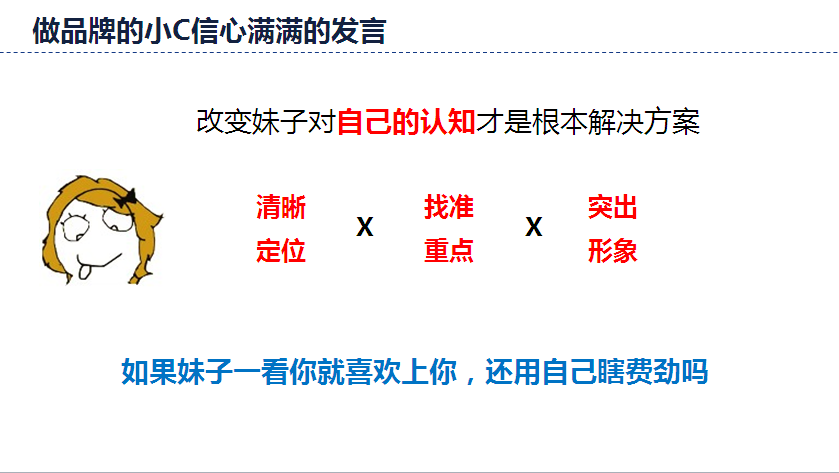 有针对性地脱单得有清晰定位，找准重点，突出形象